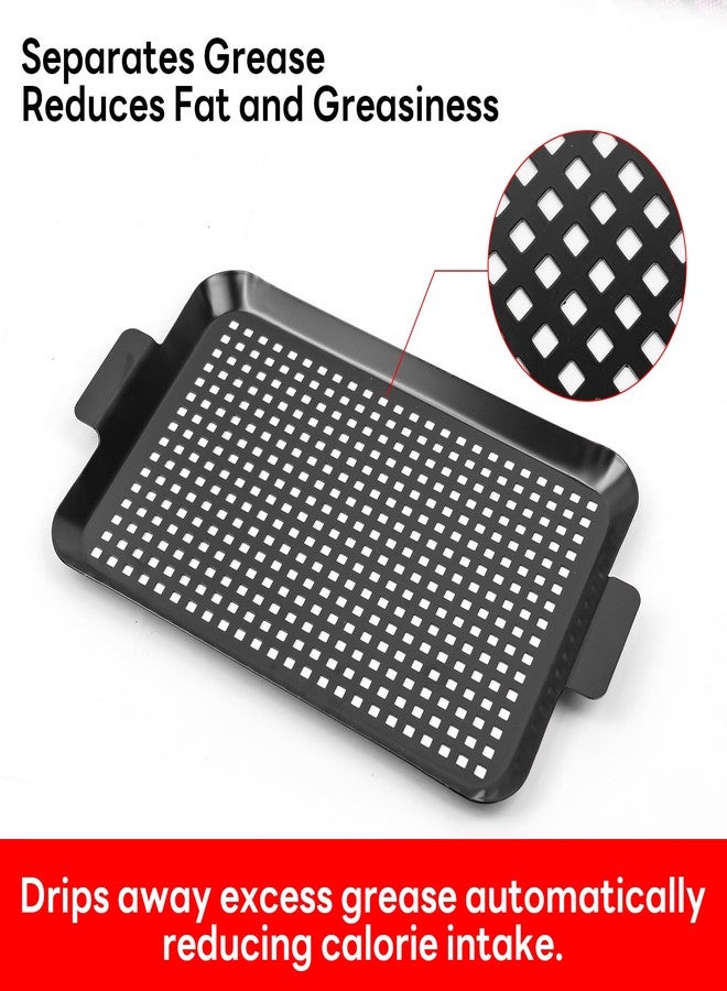 minyuexia Grill Tray Set Of 2 Outdoor Grill Pans Tray Grill Pans with Hole Nonstick Barbecue Grilling Baskets for Outdoor Camping Vegetable Meat (2 grill pan) - Image 4